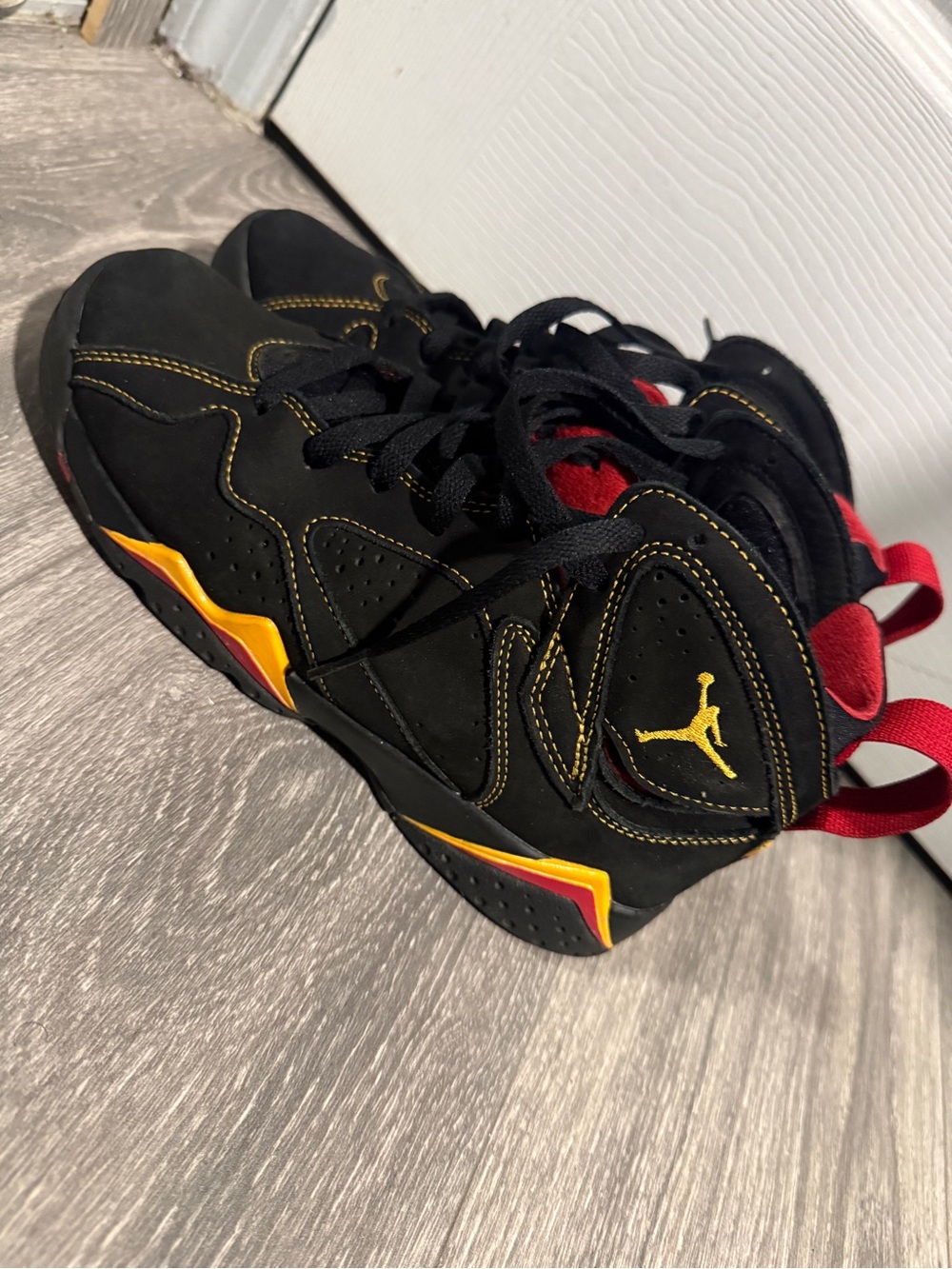 Jordan Kids Black, Red & Yellow Retro Basketball Sneakers